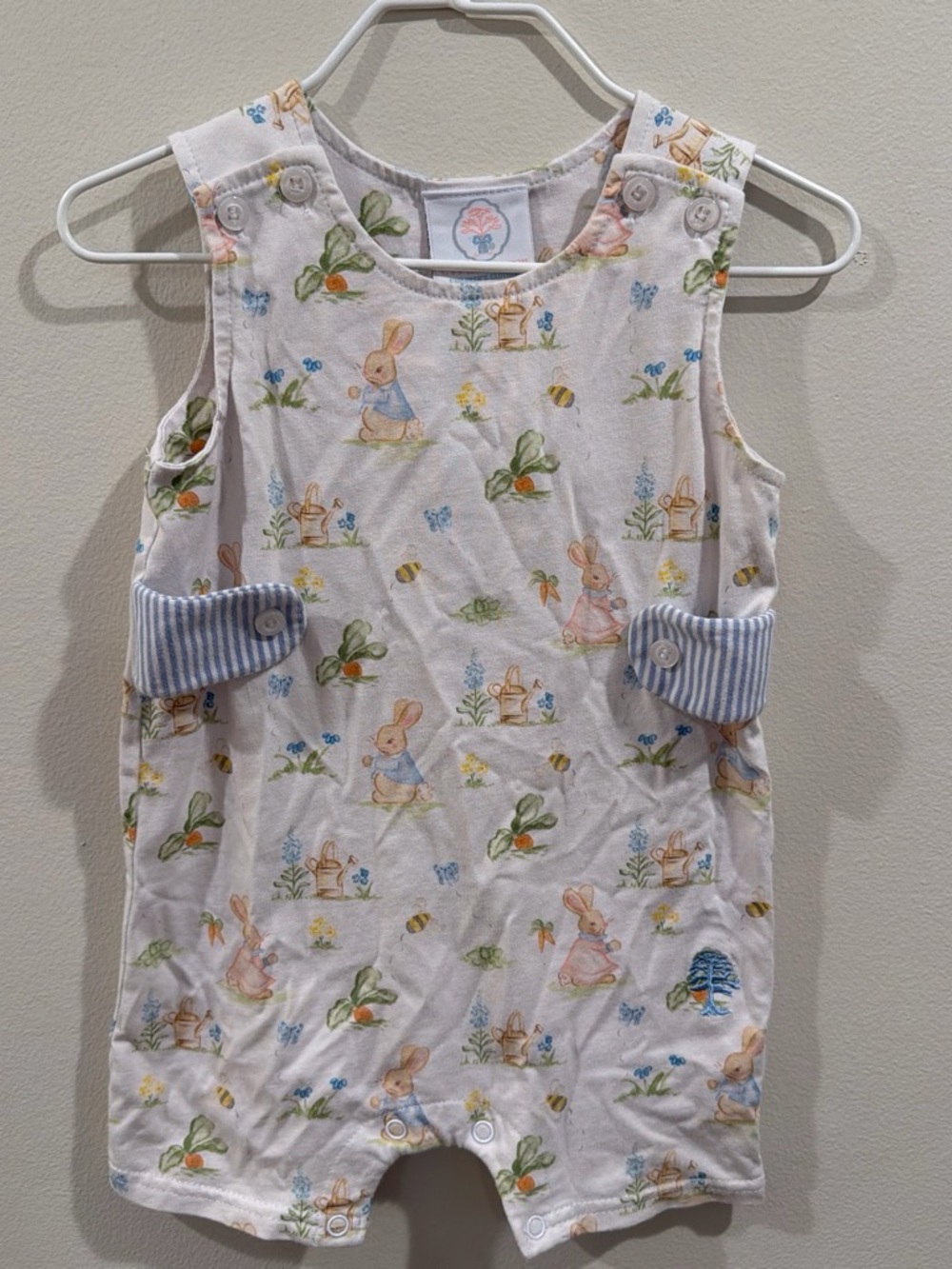 Baby Boys' White Bunny Print Romper